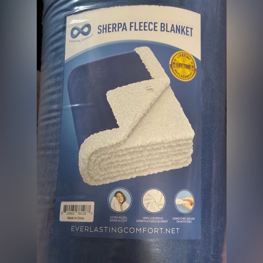 Ultra-Plush White Sherpa Fleece Blanket
